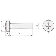 VITI A TESTA CILINDRICA INOX con calotta ed impronta a croce UNI 7687   DIN 7985  ISO 7045