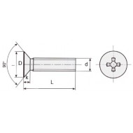 VITI A TESTA SVASATA PIANA INOX con impronta a croce UNI 7688   DIN 965  ISO 7046