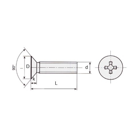 VITI A TESTA SVASATA PIANA INOX con impronta a croce UNI 7688   DIN 965  ISO 7046