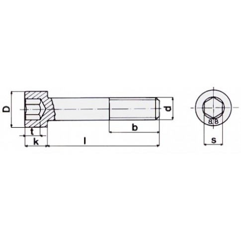 VITI A TESTA CILINDRICA CAVA ESAGONALE INOX filettatura a passo grosso  UNI 5931   DIN 912   ISO 4762