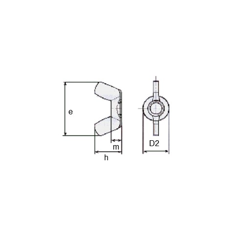 DADO AD ALETTE GREZZO UNI 5548 A, DIN 315