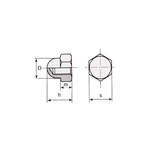 DADO ESAGONALE CIECO ZINCATO BIANCO UNI 5721 DIN 1587