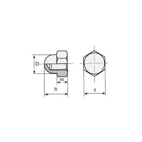 DADO ESAGONALE CIECO ZINCATO BIANCO UNI 5721 DIN 1587