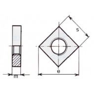 DADO QUADRATO SOTTILE ZINCATO BIANCO UNI 5596-65 DIN 562