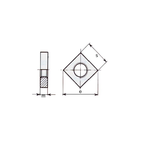 DADO QUADRATO SOTTILE ZINCATO BIANCO UNI 5596-65 DIN 562